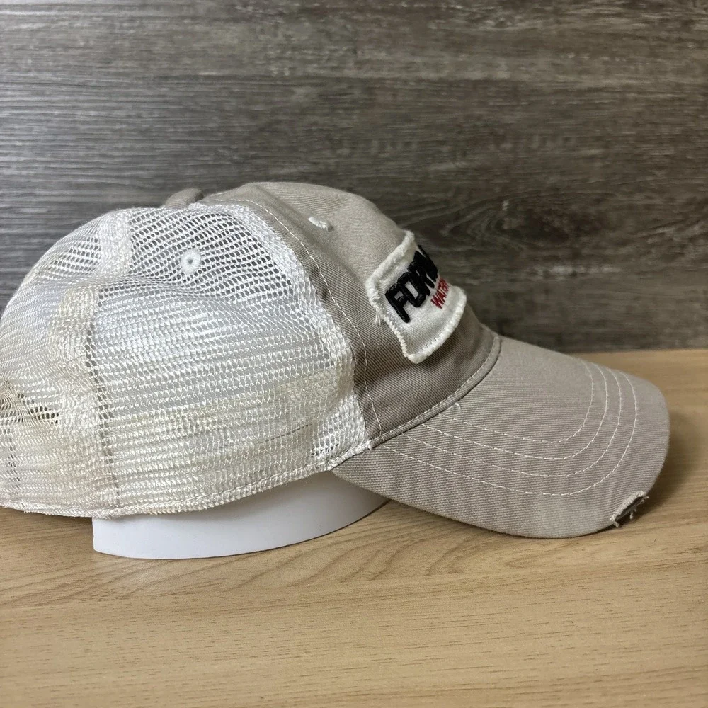 Fortiline Waterworks Hat Cap Strap Back Tan White Mesh Trucker Patch Mens Logo